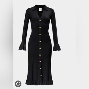 HERVÉ LÉGER The Hallie Dress. Classic black midi dress . Size L NWT